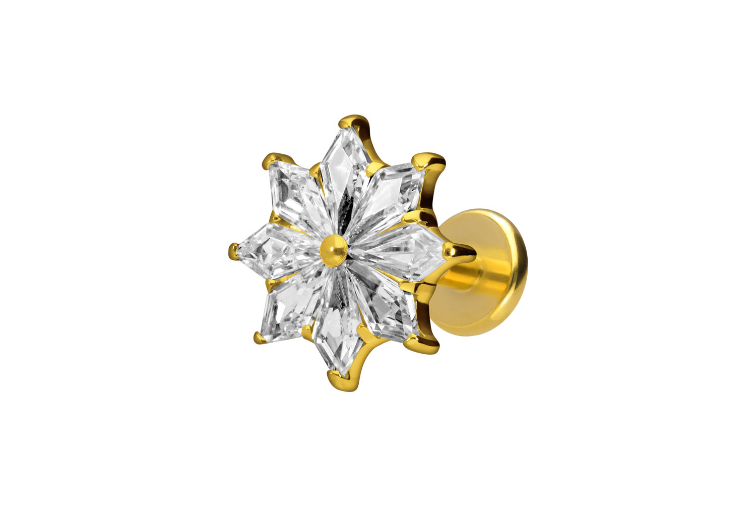 Titan Labret Piercing mit Innengewinde KRISTALLSTERN